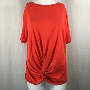 7 For All Mankind T-Shirt Womens S Orange Jersey Knit‎ Short Sleeve Twist Front